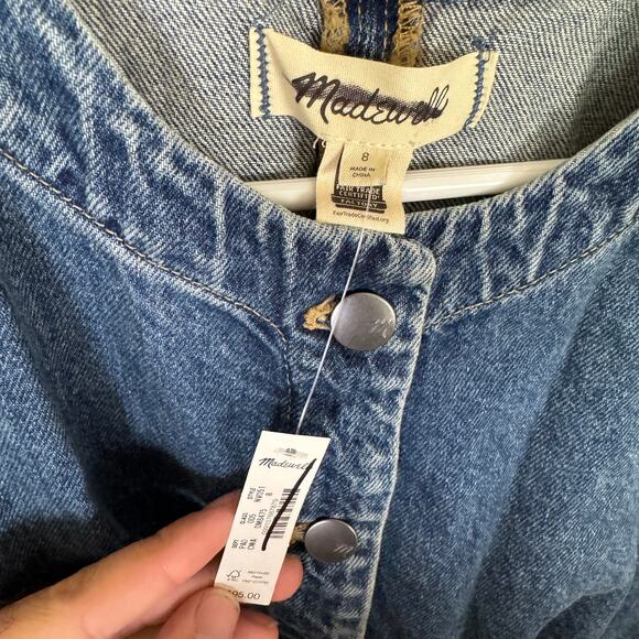 Madewell Denim Crewneck Vest WMNS 8 Concho Wash Button Up Regular fit Sleeveless - Picture 3 of 6